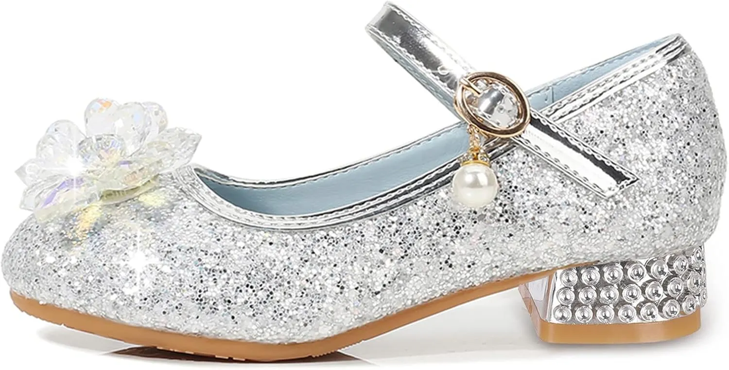 Shoes Low Heel Toddler Girls Dress Shoes Cute Bowknot Sparkle Mary Jane Flower Girls Wedding Birthday Party Prom