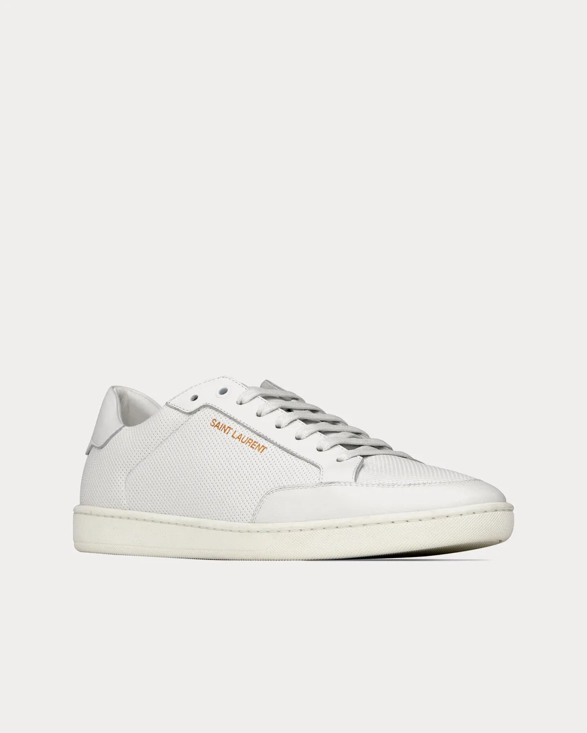 SL/10 Court Classic Perforated & Smooth Leather Optic White Low Top Sneakers