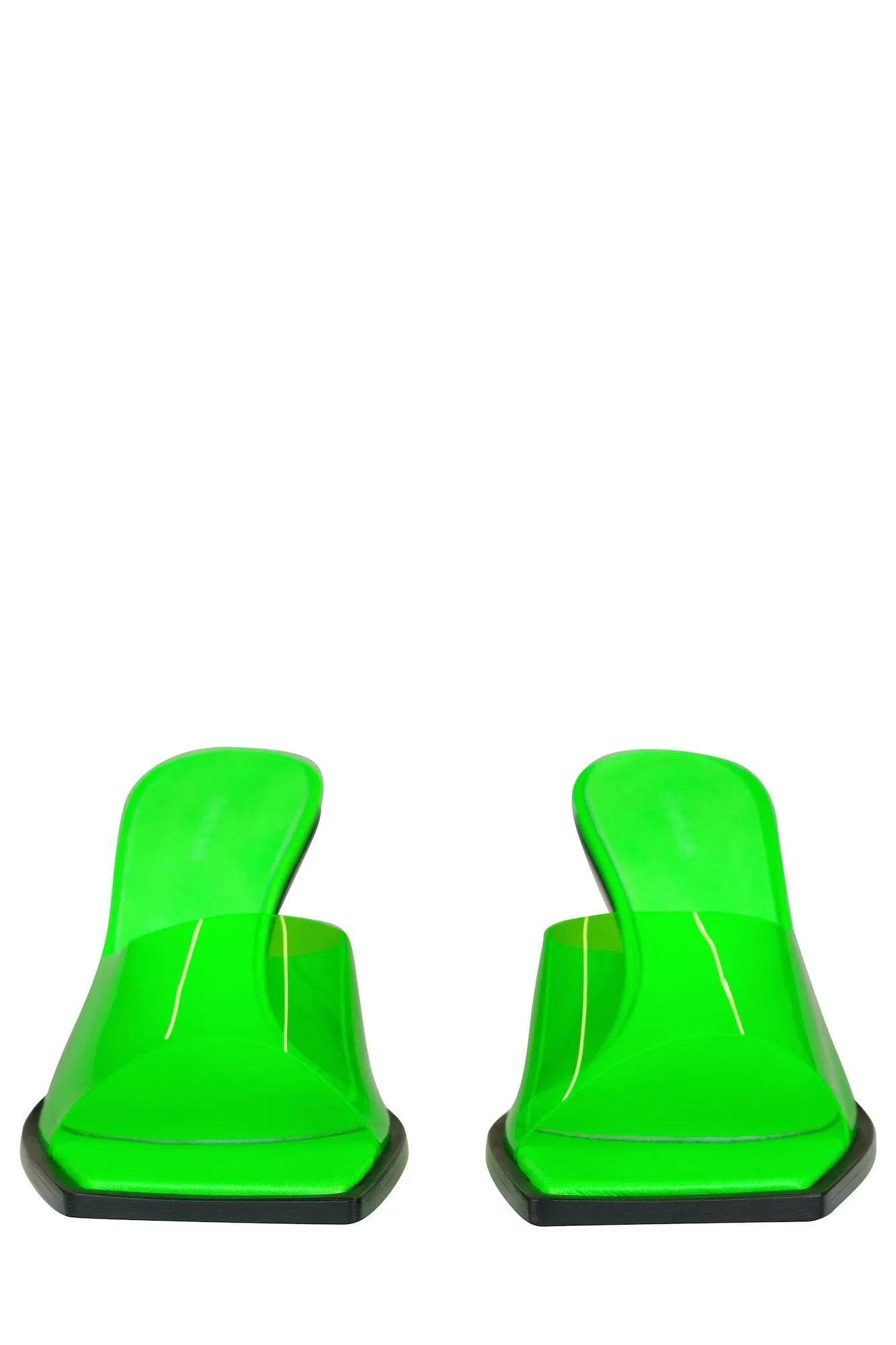 Steven Ma Oblique Heel Sandals in Neon Green