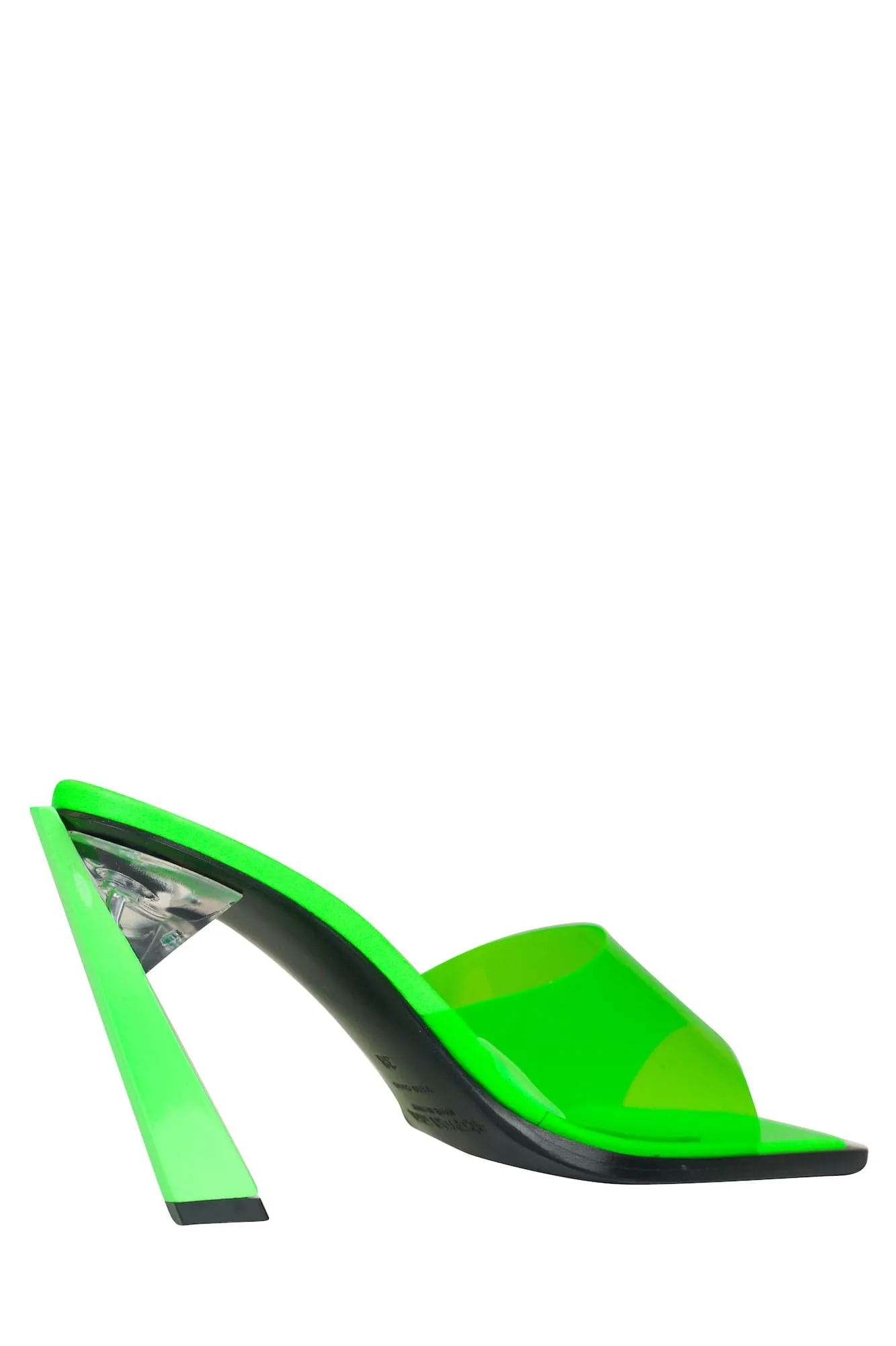 Steven Ma Oblique Heel Sandals in Neon Green