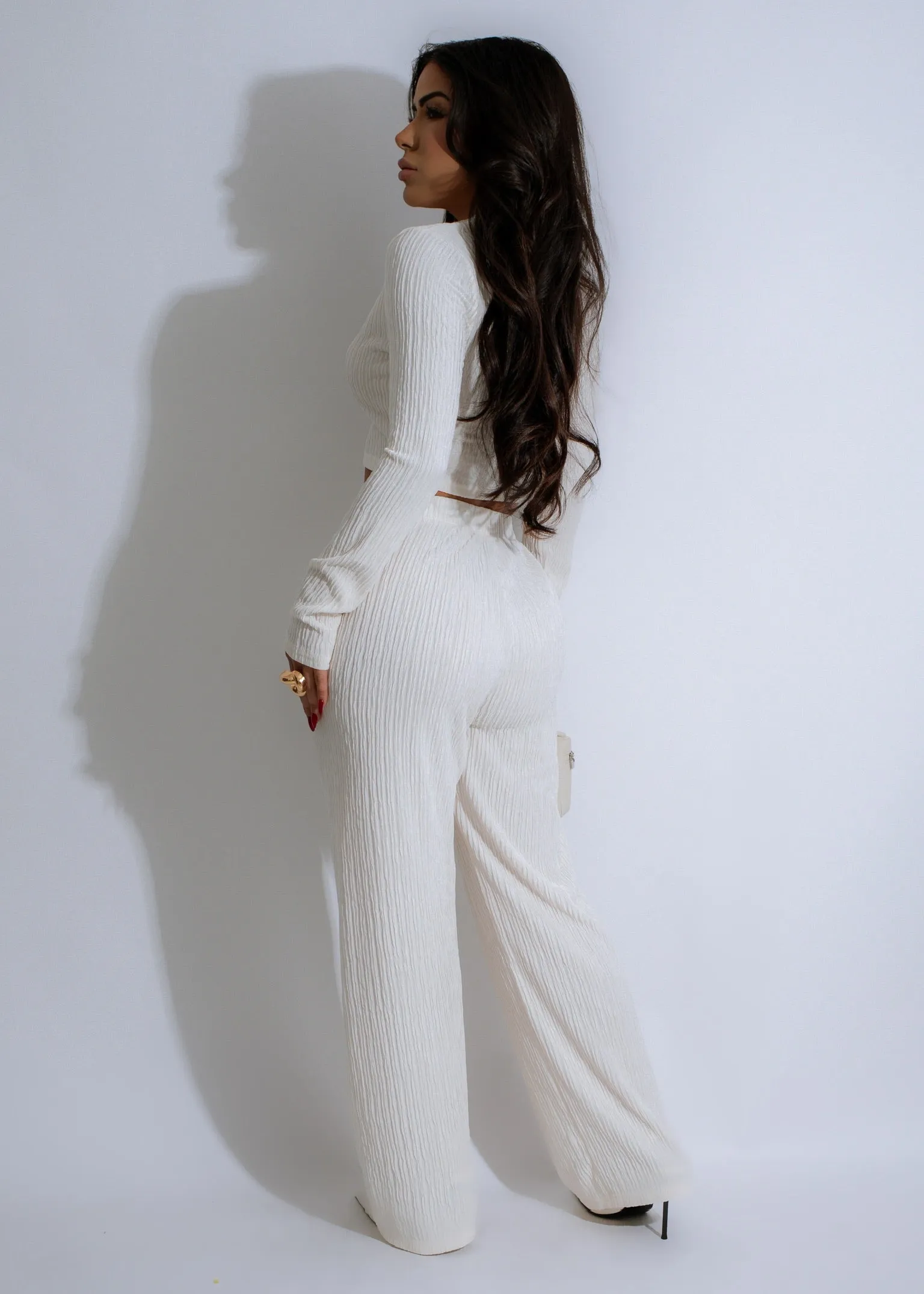 Textured Tranquility Pant Set White
