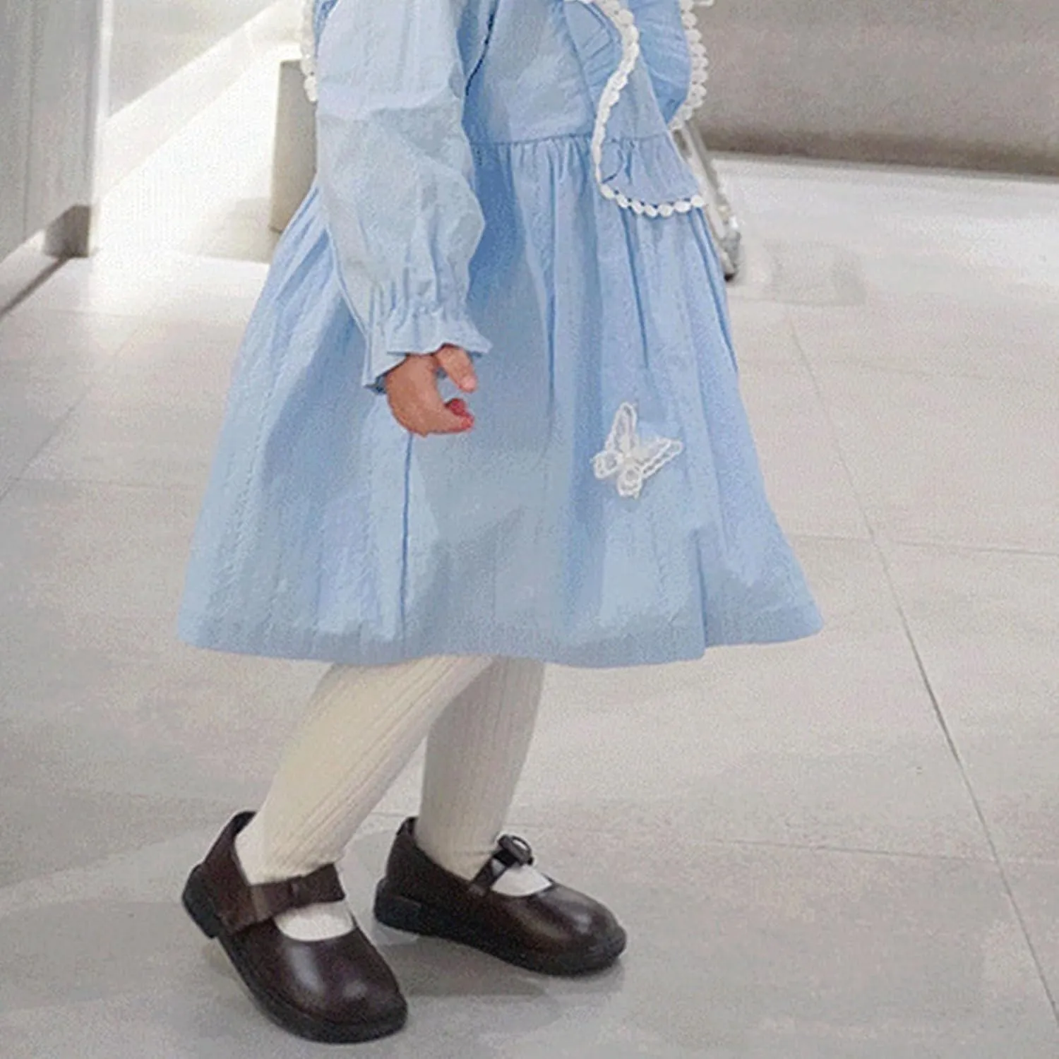 Toddler Flower Girls Bowknot Strap Dress Shoes, Mary Jane Princess Non-Slip Ballet Flat for Kids Pary School