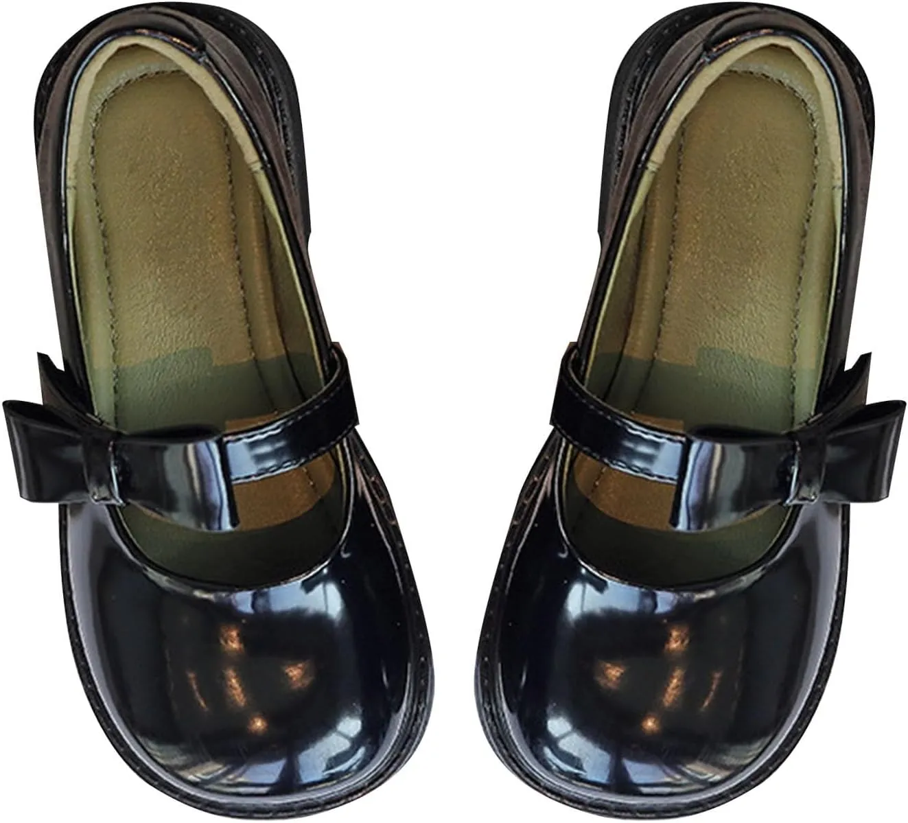 Toddler Flower Girls Bowknot Strap Dress Shoes, Mary Jane Princess Non-Slip Ballet Flat for Kids Pary School