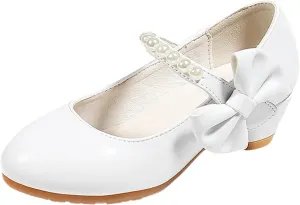 Toddler Girls Dress Shoes Low Heel Flats Mary Jane Bows Flower Girl Wedding Party Shoes Toddler Kids Pump Shoes