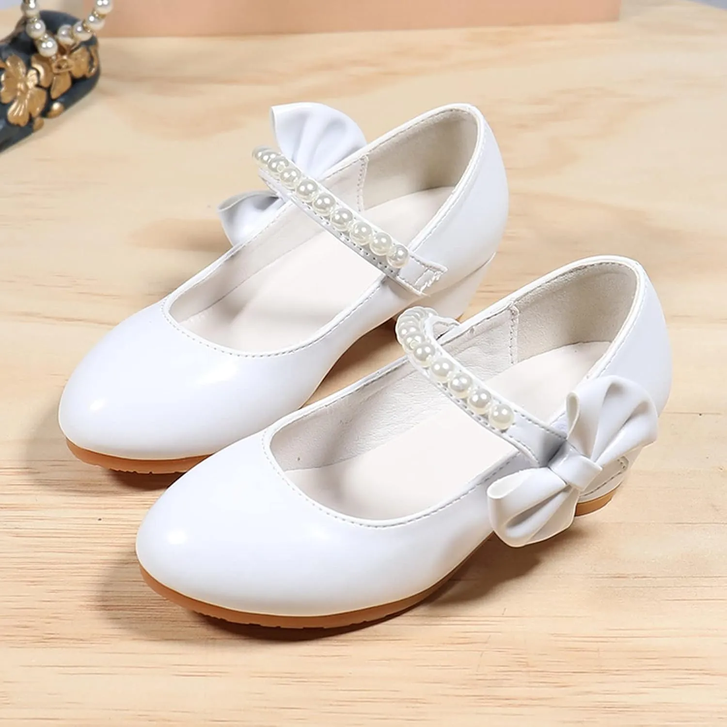 Toddler Girls Dress Shoes Low Heel Flats Mary Jane Bows Flower Girl Wedding Party Shoes Toddler Kids Pump Shoes