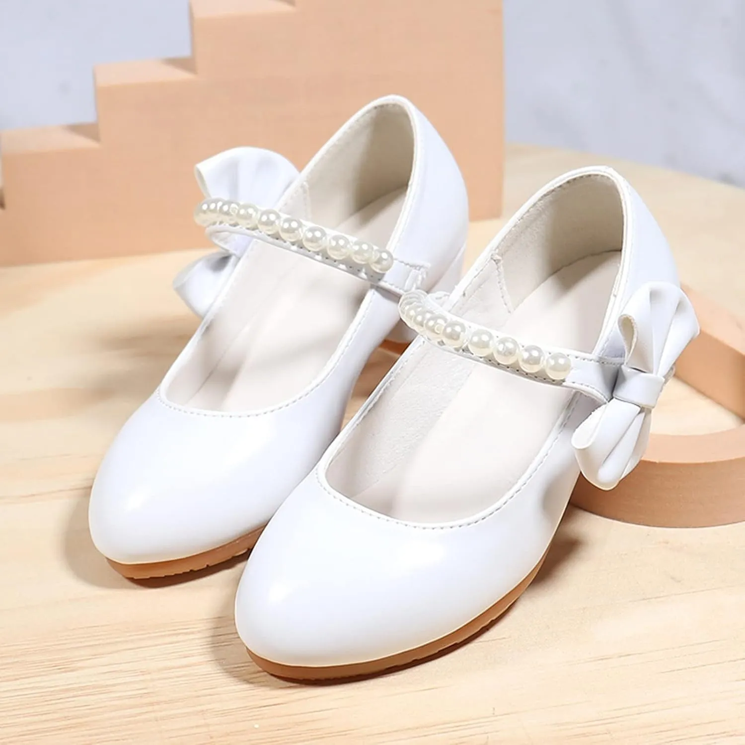 Toddler Girls Dress Shoes Low Heel Flats Mary Jane Bows Flower Girl Wedding Party Shoes Toddler Kids Pump Shoes