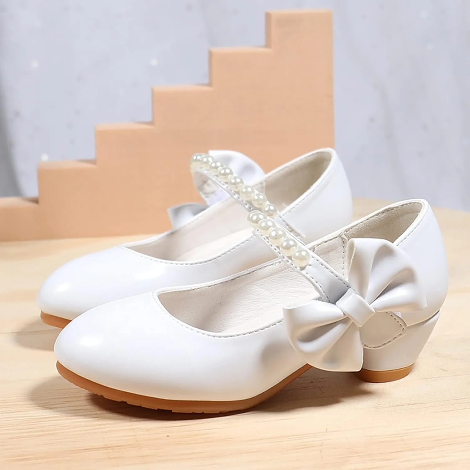 Toddler Girls Dress Shoes Low Heel Flats Mary Jane Bows Flower Girl Wedding Party Shoes Toddler Kids Pump Shoes