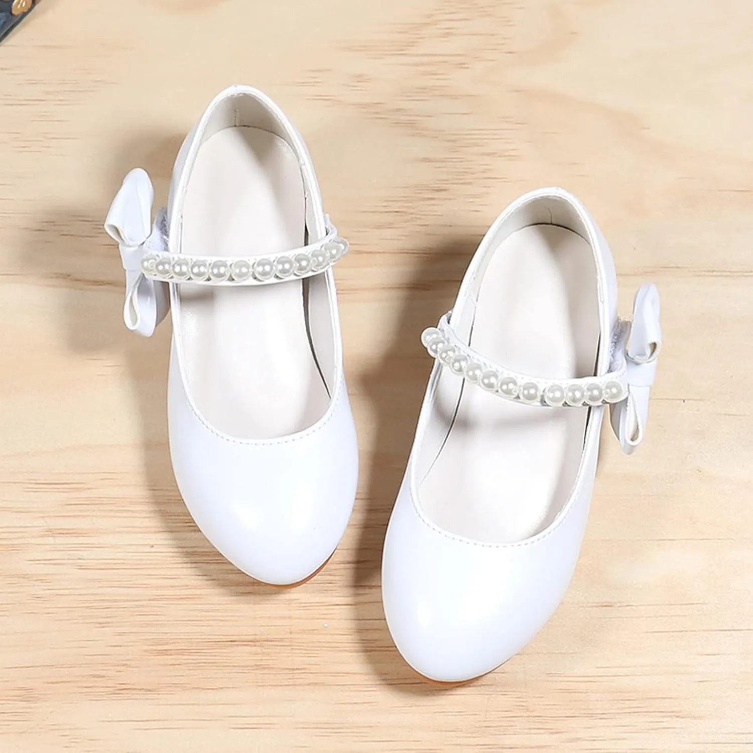 Toddler Girls Dress Shoes Low Heel Flats Mary Jane Bows Flower Girl Wedding Party Shoes Toddler Kids Pump Shoes