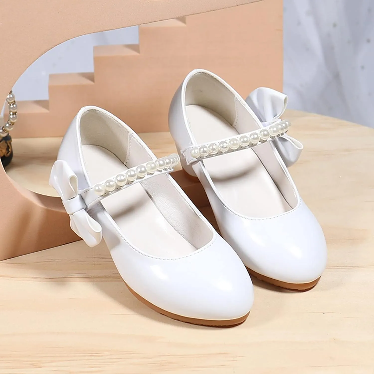 Toddler Girls Dress Shoes Low Heel Flats Mary Jane Bows Flower Girl Wedding Party Shoes Toddler Kids Pump Shoes