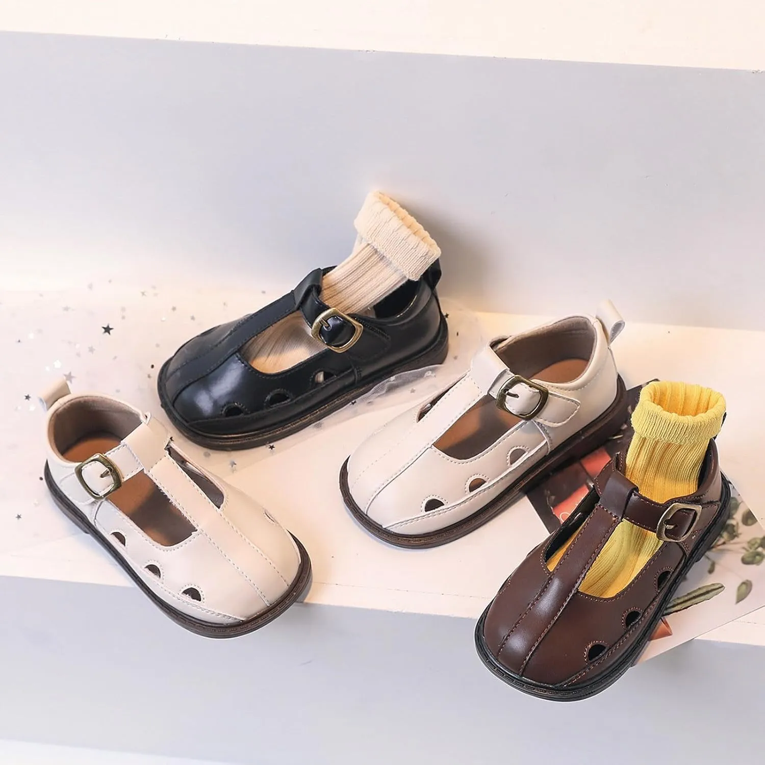 Toddler Girls Mary Jane Dress Shoes Ballet Shoes School Oxford Flats for Easter Flower Kid Party Uniform Shoes