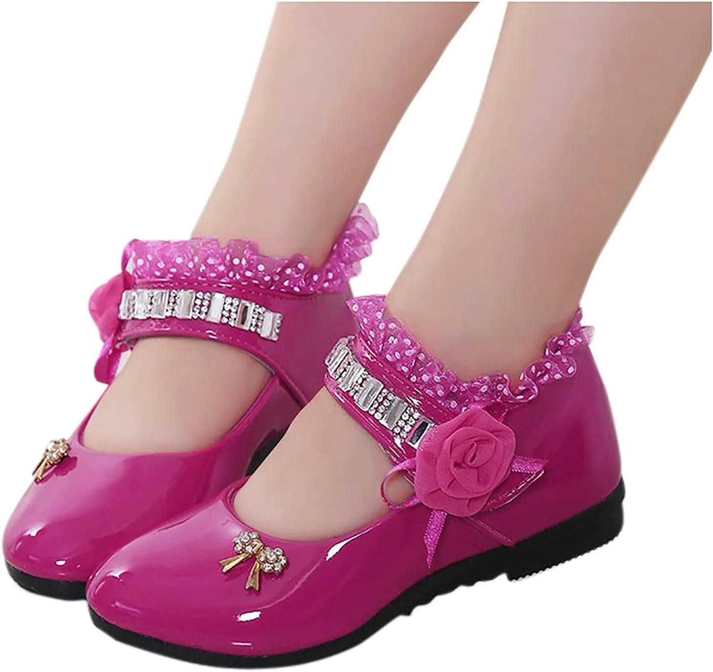 Toddler Girls Patent Leather Dress Shoes Little Girls School Uniform Mary Jane Flats Low Heels for Party Wedding
