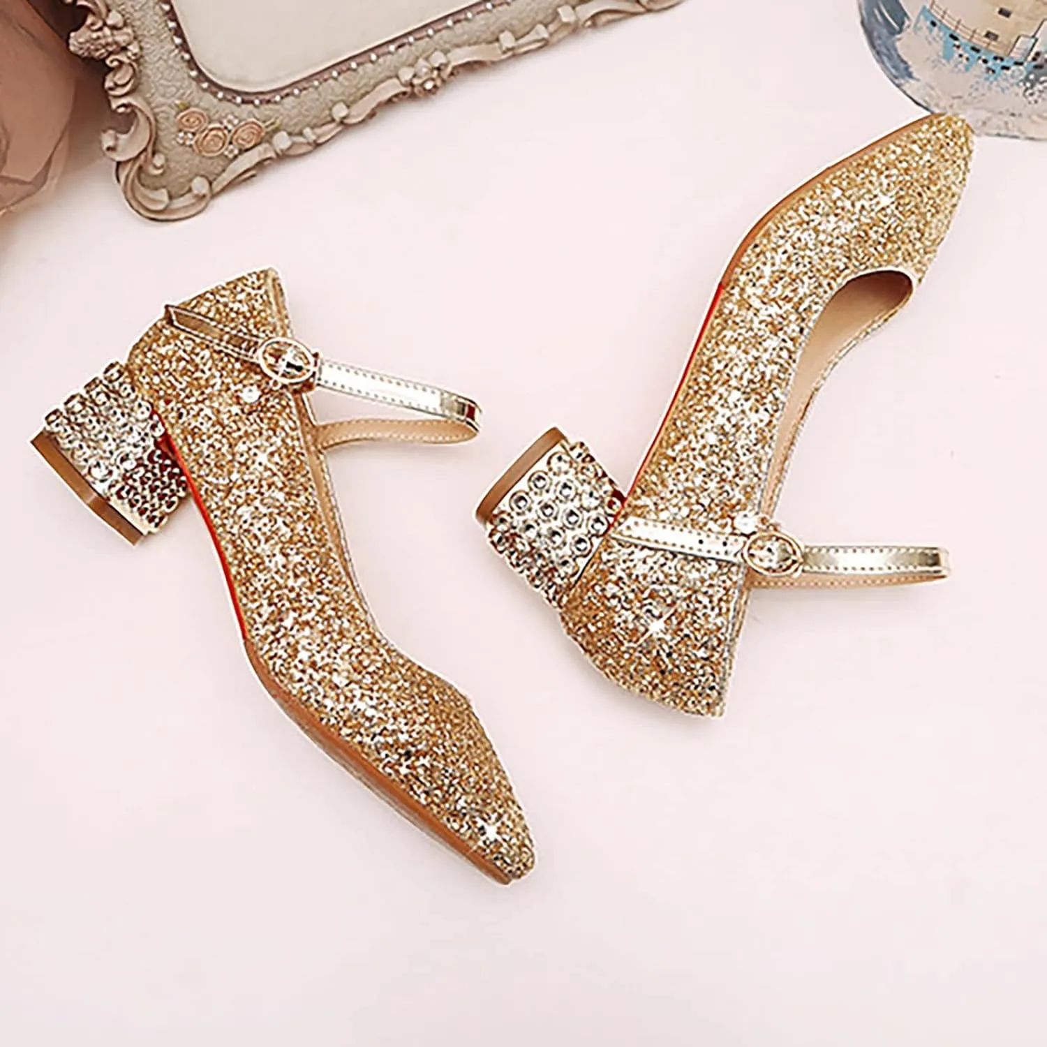 Toddler Girls Shoes High Heel Girls Dress Shoes Sparkle Mary Jane Flower Girls Wedding Birthday Party Prom