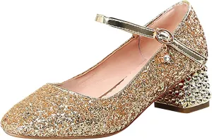 Toddler Girls Shoes High Heel Girls Dress Shoes Sparkle Mary Jane Flower Girls Wedding Birthday Party Prom