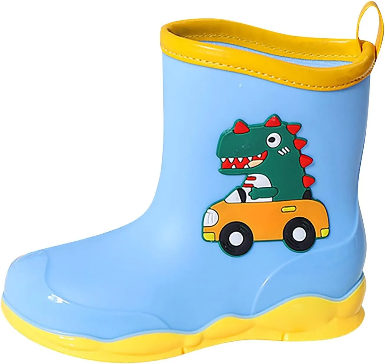 Toddler Kids Waterproof Cute Cartoon Dinosaur Printed Rain Boots Patterns Rubber Boots for Little Boys Toddler Shoes