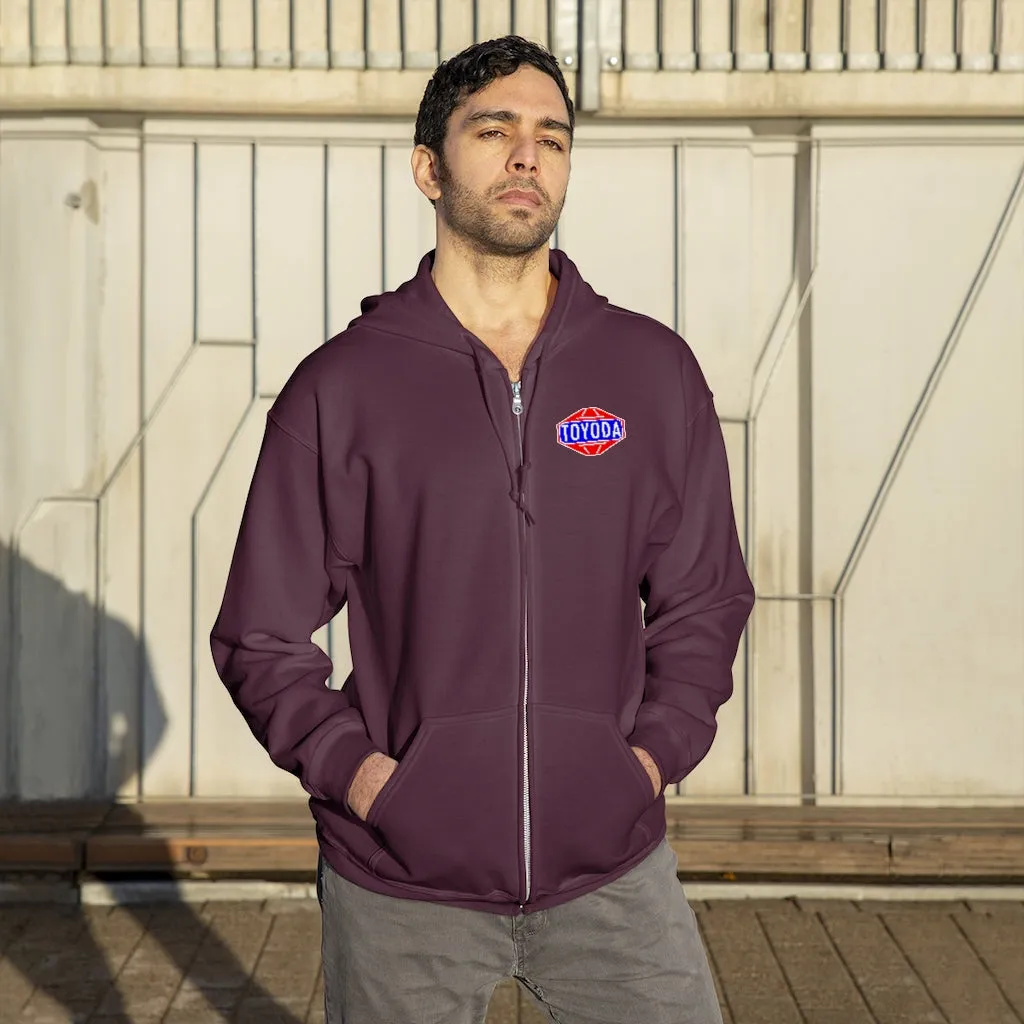 Toyota Hoodie Old School TOYODA logo Embroidered Unisex Zip Up Hoodie By Reefmonkey