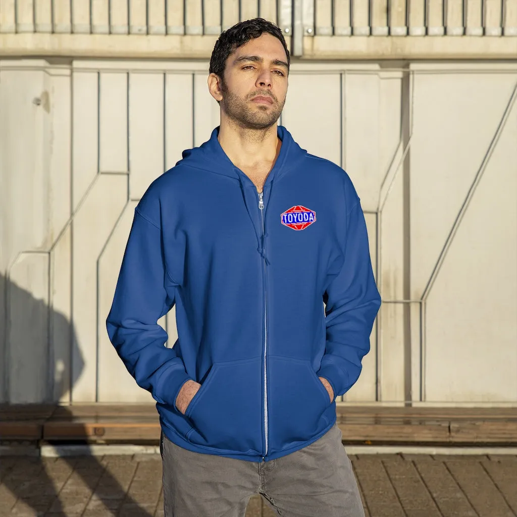 Toyota Hoodie Old School TOYODA logo Embroidered Unisex Zip Up Hoodie By Reefmonkey
