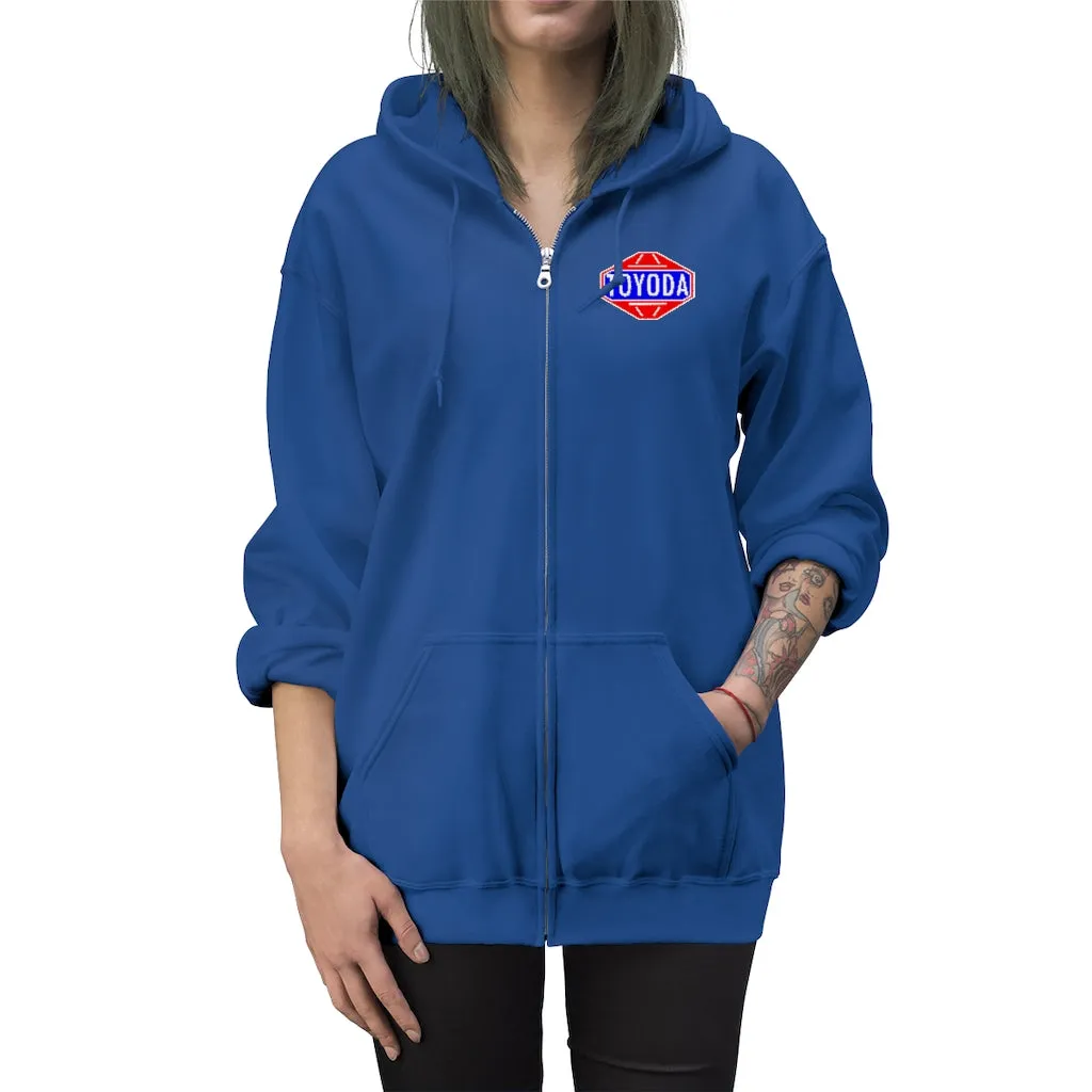 Toyota Hoodie Old School TOYODA logo Embroidered Unisex Zip Up Hoodie By Reefmonkey