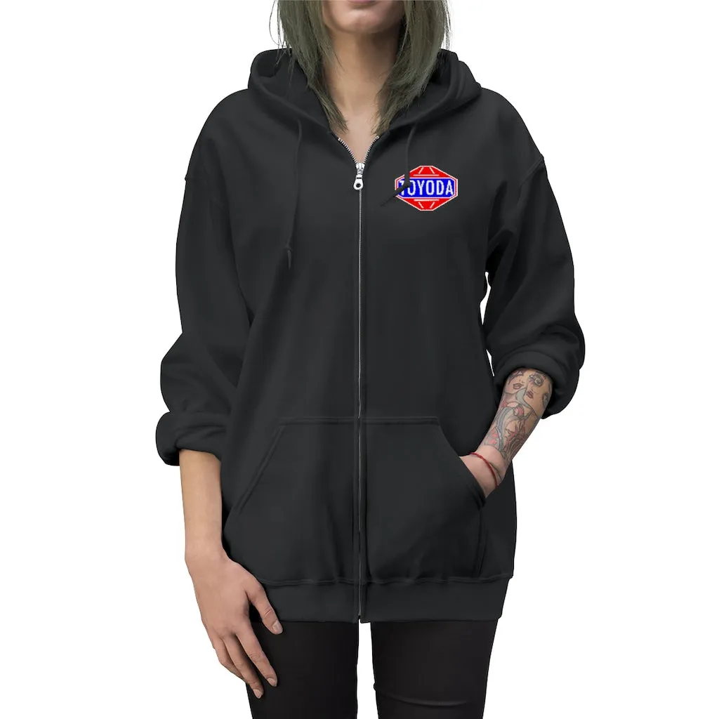 Toyota Hoodie Old School TOYODA logo Embroidered Unisex Zip Up Hoodie By Reefmonkey