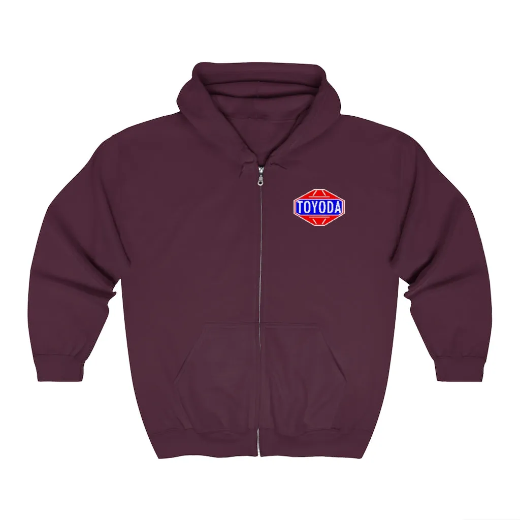 Toyota Hoodie Old School TOYODA logo Embroidered Unisex Zip Up Hoodie By Reefmonkey