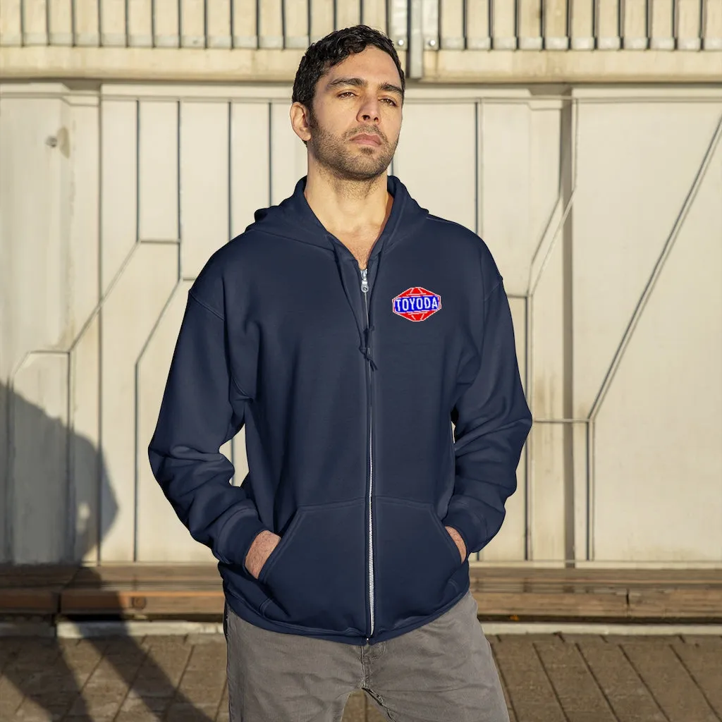 Toyota Hoodie Old School TOYODA logo Embroidered Unisex Zip Up Hoodie By Reefmonkey