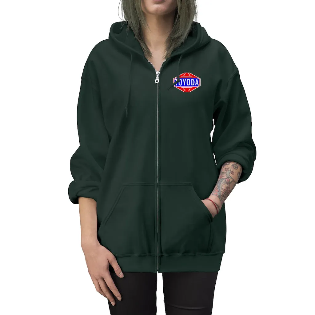 Toyota Hoodie Old School TOYODA logo Embroidered Unisex Zip Up Hoodie By Reefmonkey