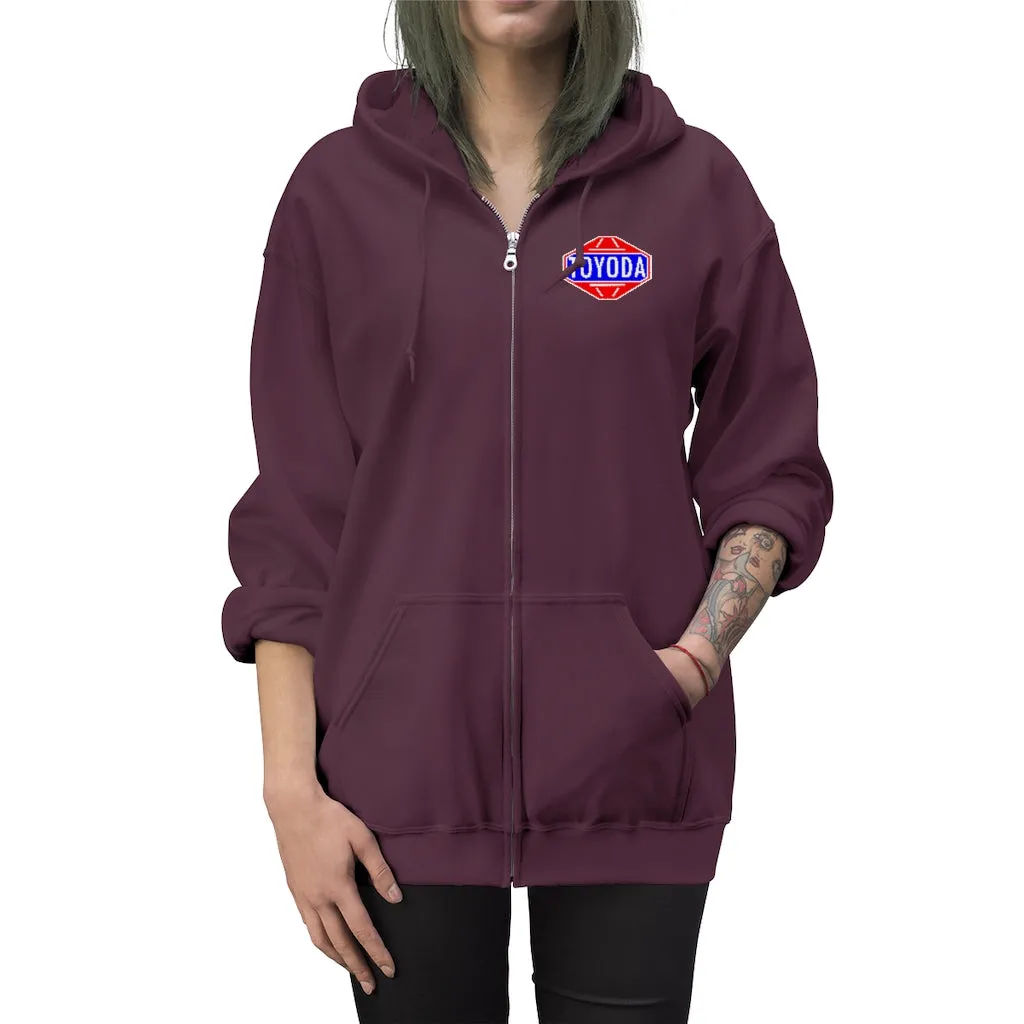 Toyota Hoodie Old School TOYODA logo Embroidered Unisex Zip Up Hoodie By Reefmonkey