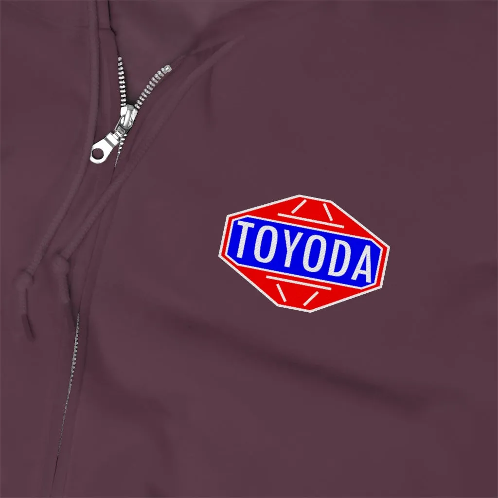 Toyota Hoodie Old School TOYODA logo Embroidered Unisex Zip Up Hoodie By Reefmonkey