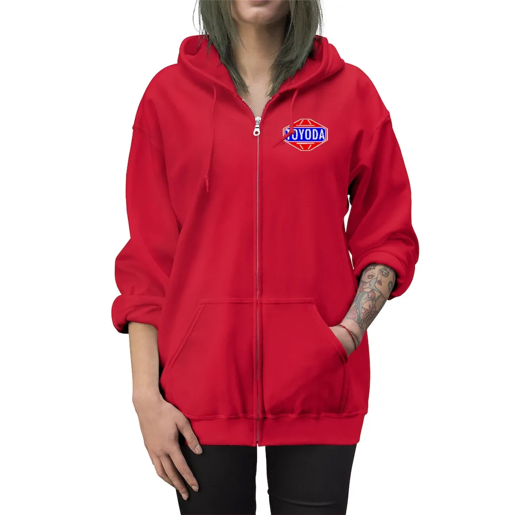 Toyota Hoodie Old School TOYODA logo Embroidered Unisex Zip Up Hoodie By Reefmonkey