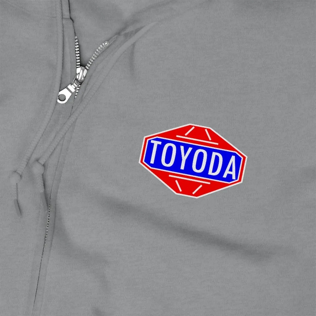 Toyota Hoodie Old School TOYODA logo Embroidered Unisex Zip Up Hoodie By Reefmonkey
