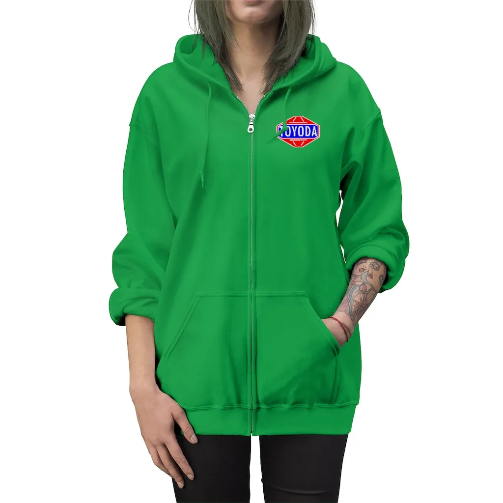 Toyota Hoodie Old School TOYODA logo Embroidered Unisex Zip Up Hoodie By Reefmonkey