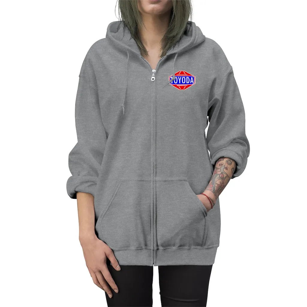 Toyota Hoodie Old School TOYODA logo Embroidered Unisex Zip Up Hoodie By Reefmonkey