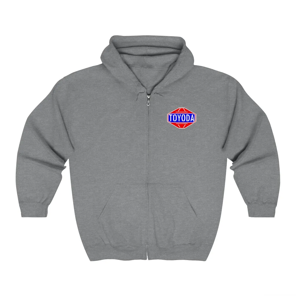 Toyota Hoodie Old School TOYODA logo Embroidered Unisex Zip Up Hoodie By Reefmonkey
