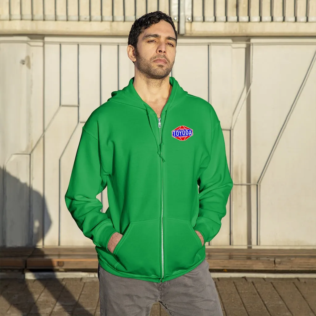 Toyota Hoodie Old School TOYODA logo Embroidered Unisex Zip Up Hoodie By Reefmonkey