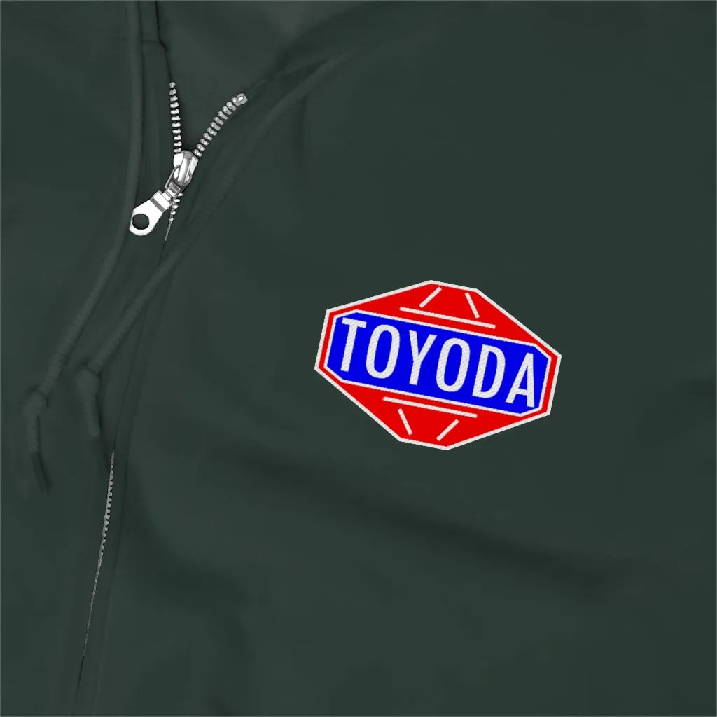 Toyota Hoodie Old School TOYODA logo Embroidered Unisex Zip Up Hoodie By Reefmonkey