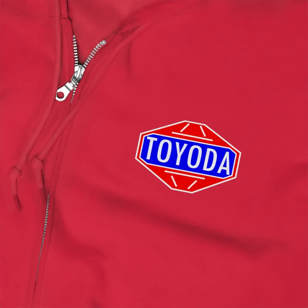 Toyota Hoodie Old School TOYODA logo Embroidered Unisex Zip Up Hoodie By Reefmonkey