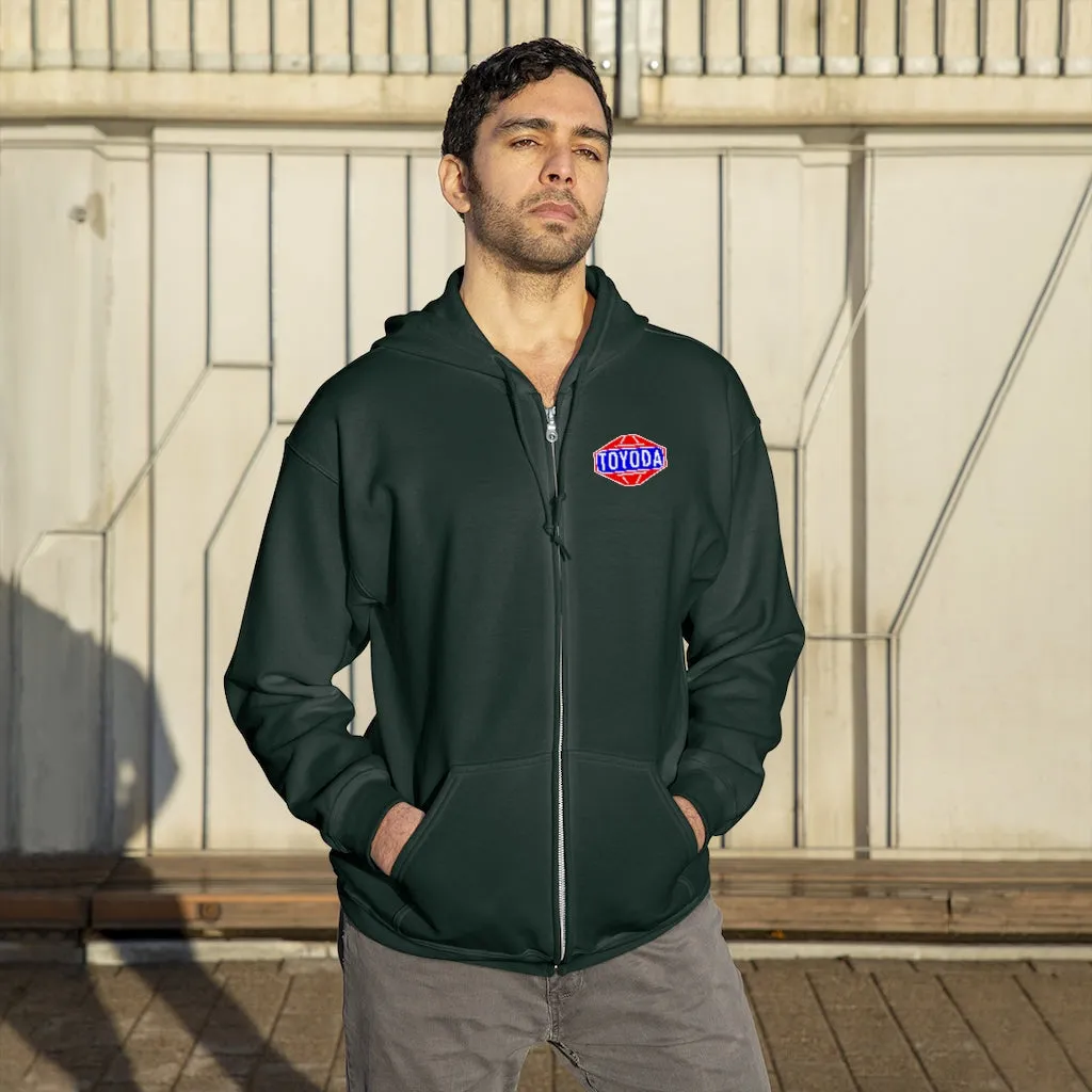 Toyota Hoodie Old School TOYODA logo Embroidered Unisex Zip Up Hoodie By Reefmonkey