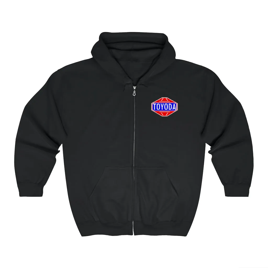 Toyota Hoodie Old School TOYODA logo Embroidered Unisex Zip Up Hoodie By Reefmonkey