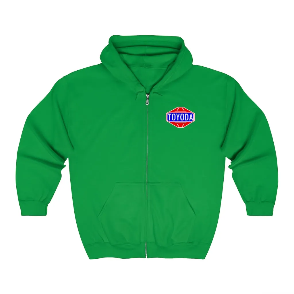 Toyota Hoodie Old School TOYODA logo Embroidered Unisex Zip Up Hoodie By Reefmonkey