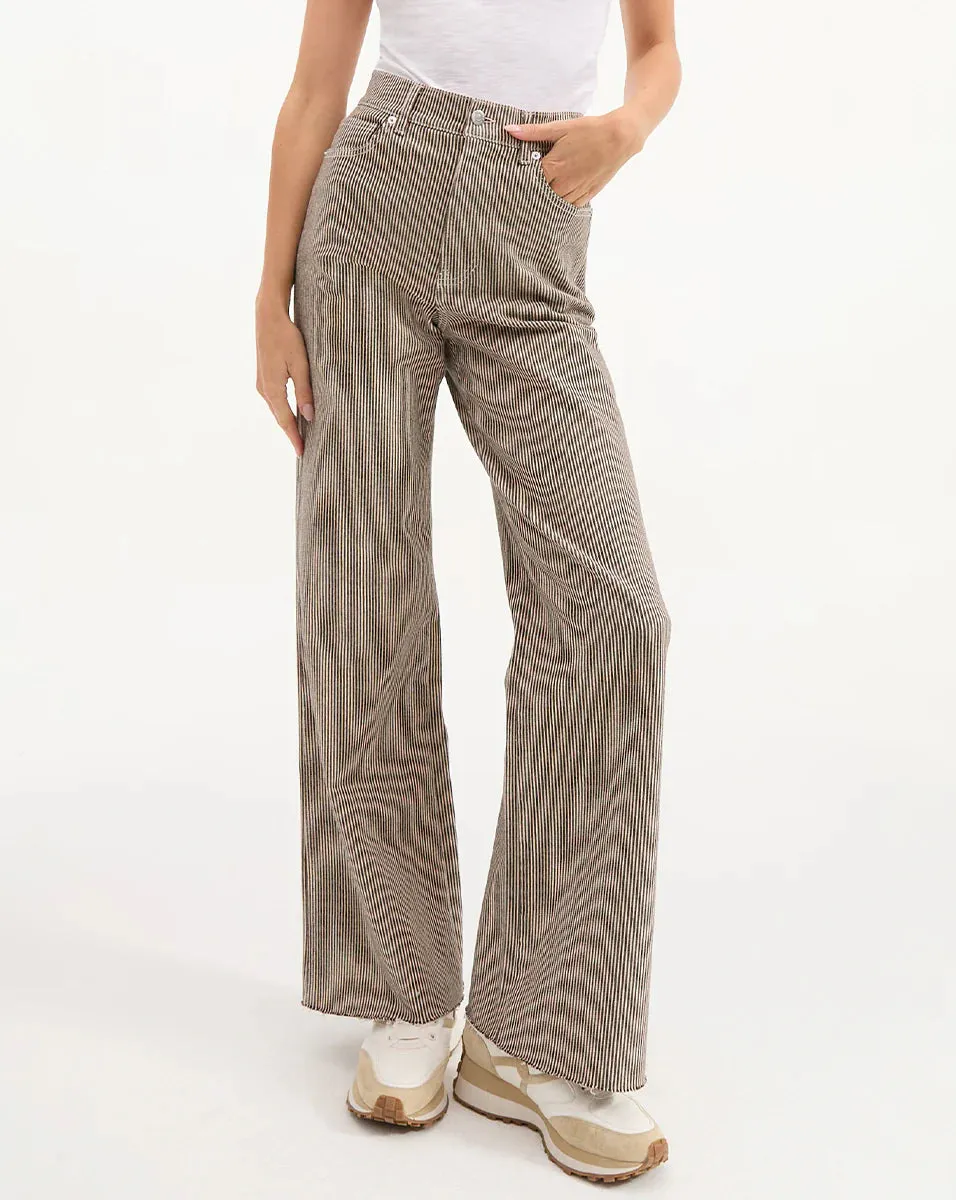 Veronica Beard Taylor High Rise Wide Leg Cedar Stripe