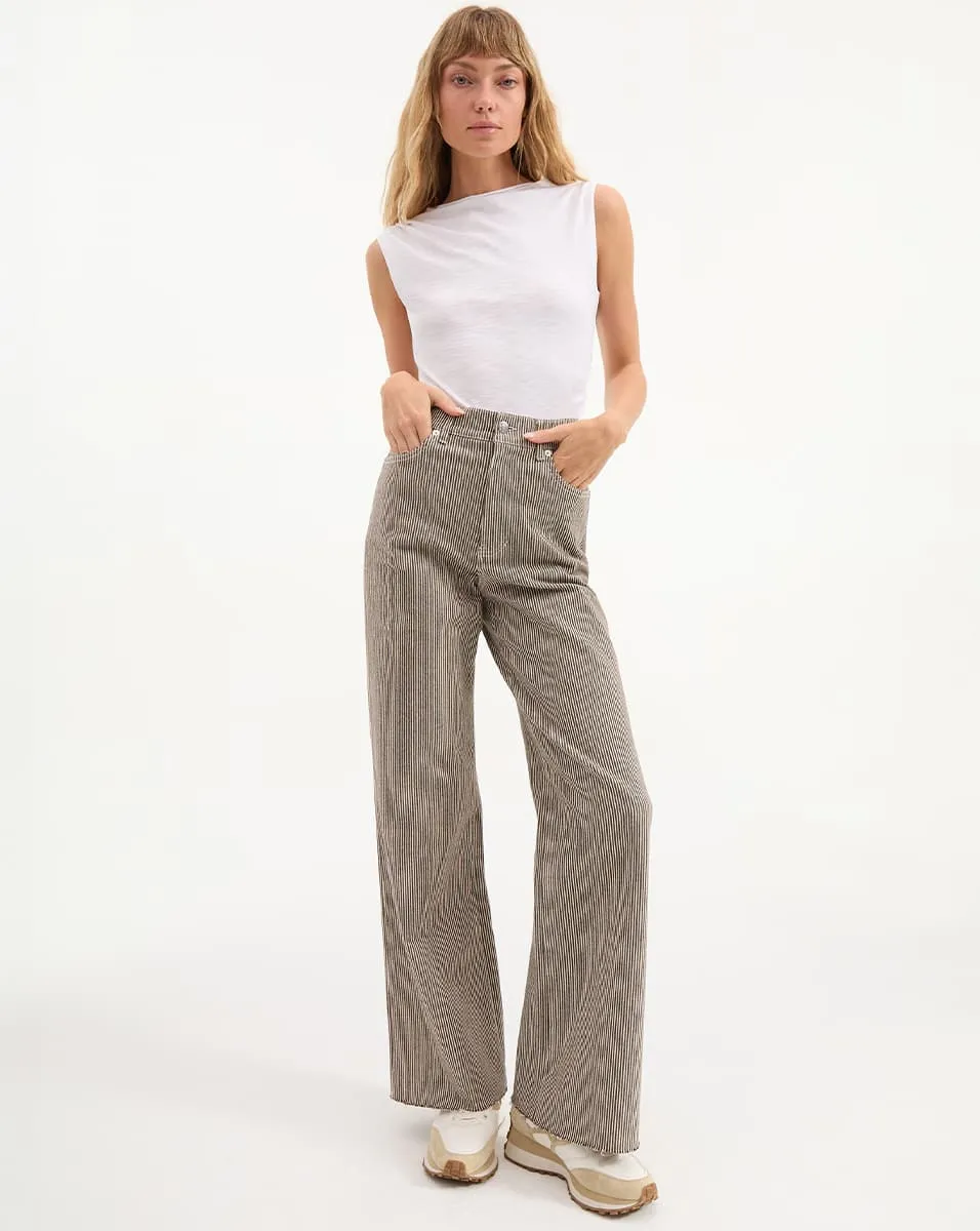 Veronica Beard Taylor High Rise Wide Leg Cedar Stripe