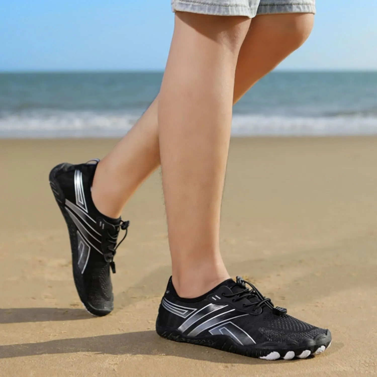 Water Shoes for Women Men Quick-Dry Swim Beach Barefoot River Aqua Shoes for Hiking Boating Wading Surfing Sand Volleyball Non Slip Indoor Yoga Boxing Fitness Sneakers with Adjustable Lace Adult