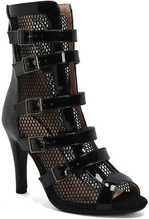 Women's Dance Heels Fashion Summer Peep Toe Ankle Boots Lace Up Pumps Party Shoes Ladies Stiletto Sandals Dancing Shoes