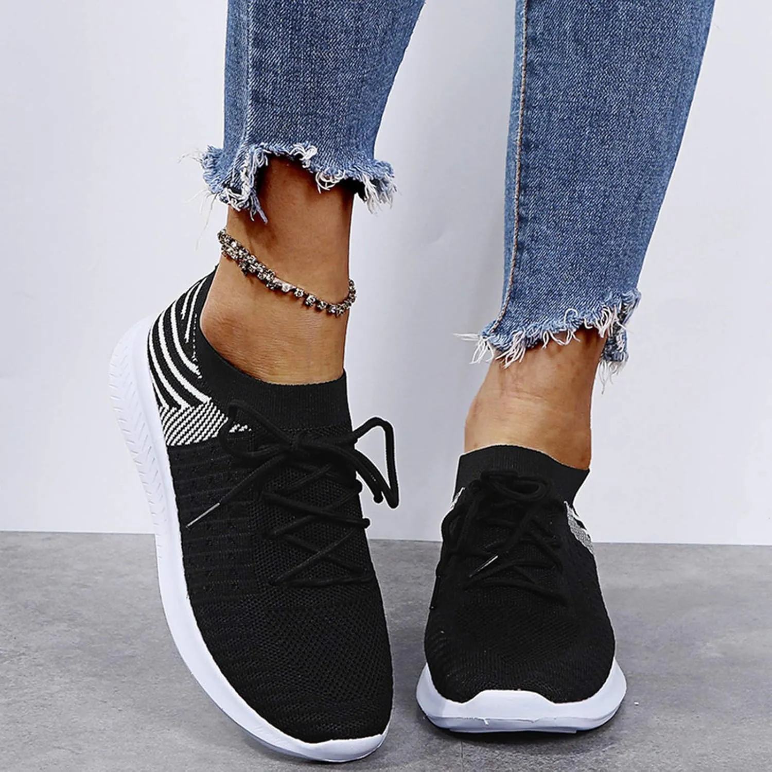 Women's Fashion Sneakers Non Slip Lightweight Casual Breathable Tennis Shoes Work Shopping Travel Mesh Walking Shoes