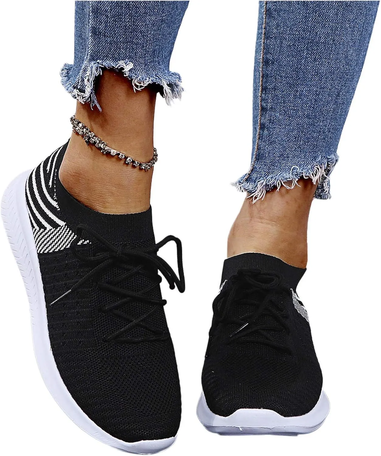 Women's Fashion Sneakers Non Slip Lightweight Casual Breathable Tennis Shoes Work Shopping Travel Mesh Walking Shoes