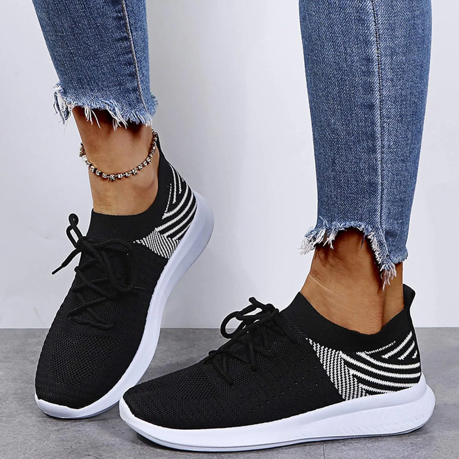 Women's Fashion Sneakers Non Slip Lightweight Casual Breathable Tennis Shoes Work Shopping Travel Mesh Walking Shoes