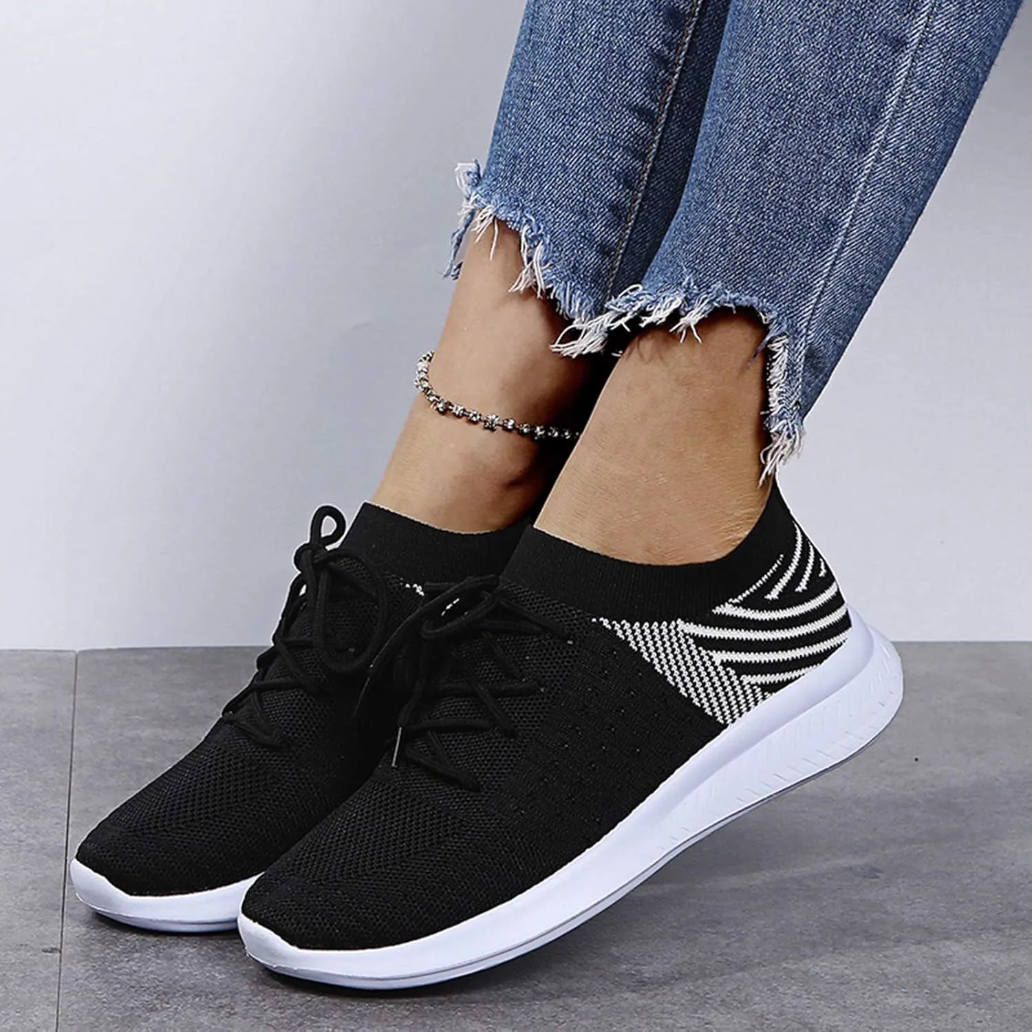 Women's Fashion Sneakers Non Slip Lightweight Casual Breathable Tennis Shoes Work Shopping Travel Mesh Walking Shoes