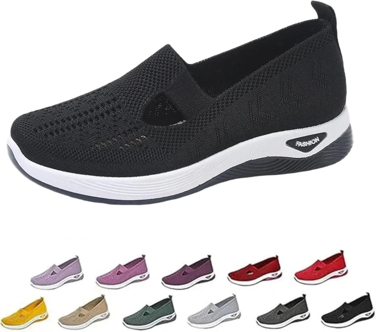 Women's Orthopedic Shoes Woven Wide Arch Support Slip-On Orthowalk Sneakers Casual Breathable Soft Anti-Skid Sports Footwear