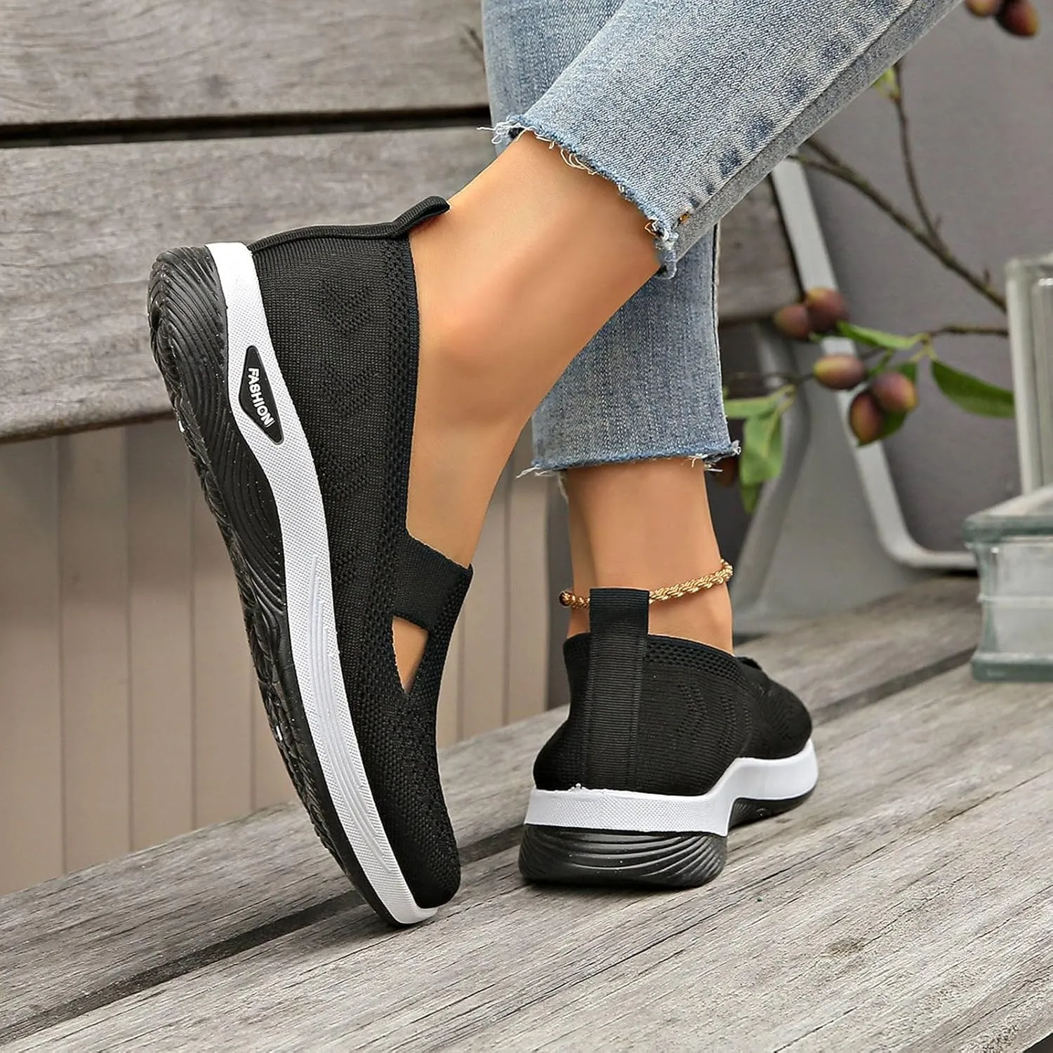Women's Orthopedic Shoes Woven Wide Arch Support Slip-On Orthowalk Sneakers Casual Breathable Soft Anti-Skid Sports Footwear