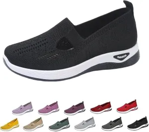 Women's Orthopedic Shoes Woven Wide Arch Support Slip-On Orthowalk Sneakers Casual Breathable Soft Anti-Skid Sports Footwear