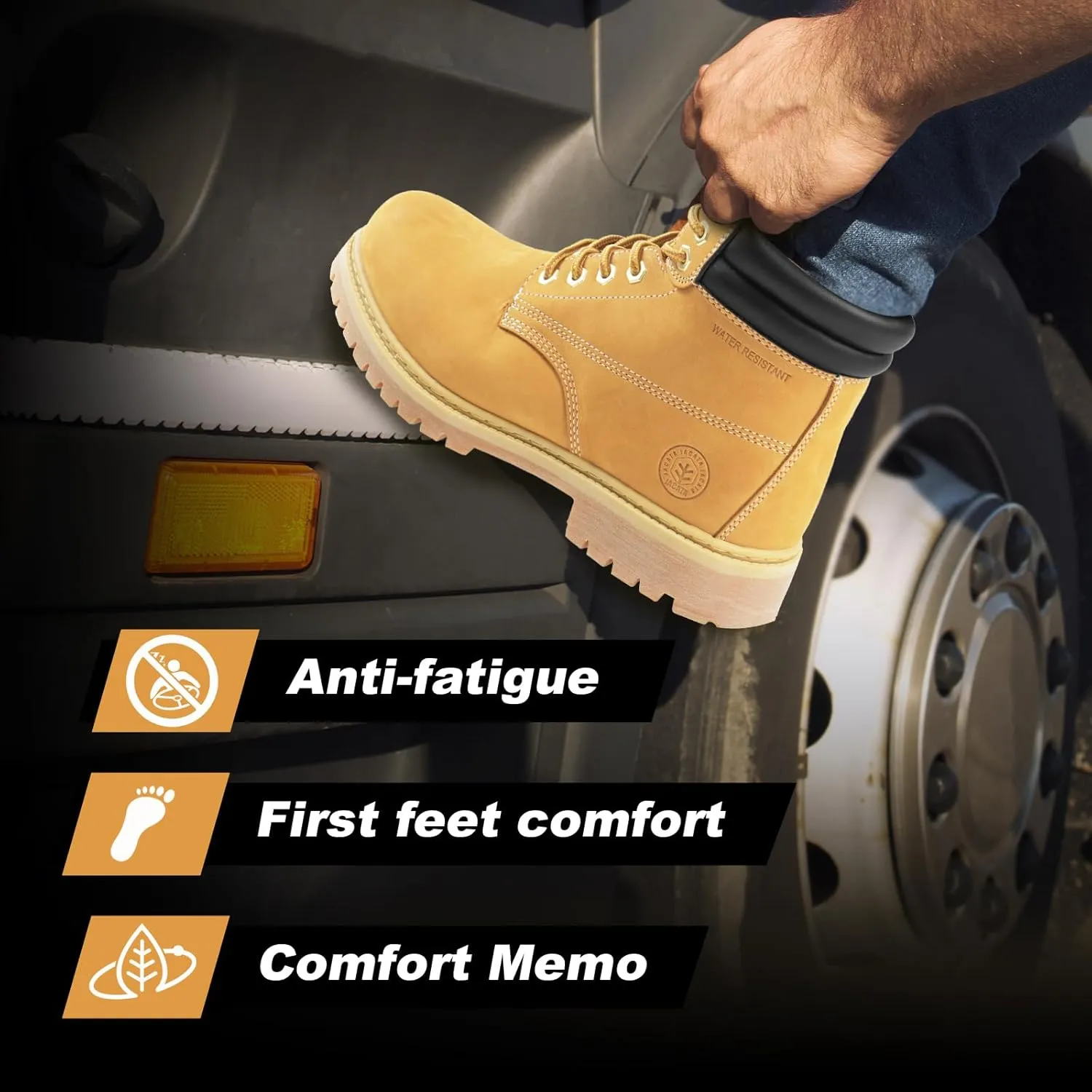 Work Boots for Men, 7 inch Soft/Steel Toe Boots, Safety Industrial Construction Work Shoes, Waterproof, Non-Slip, Puncture-Proof, Static Control, Breathable, Quick Dry